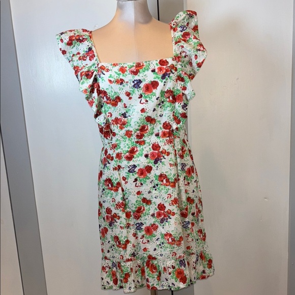 Blue Rain Cotton Eyelet Floral Print Sun Dress Size Medium - Picture 1 of 10